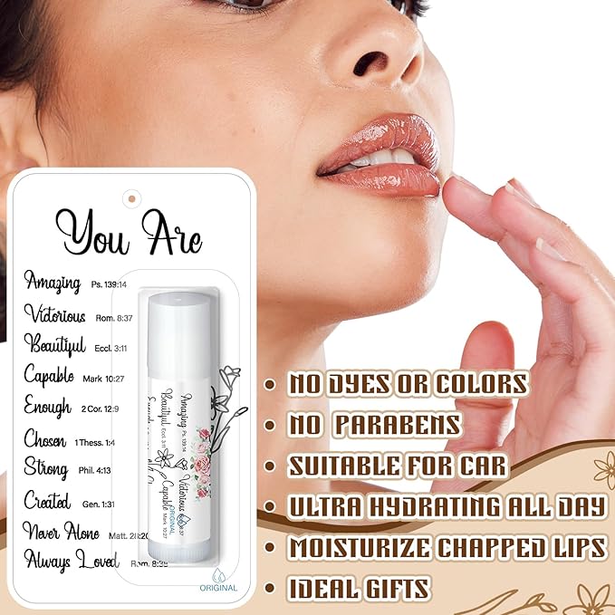 100 Pack Christian Religious Gifts Bulk Bible Verse Lip Balms 5 Flavor for Women Men Christian Religious Church Party Favors with Scripture Inspirational Gifts for Coworkers Staff (Classic)
