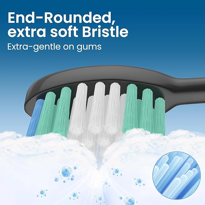 Replacement Toothbrush Heads 16 Pack Compatible with AquaSonic Black Series, Vibe Series, and Duo Series Pro Electric Toothbrush, Black
