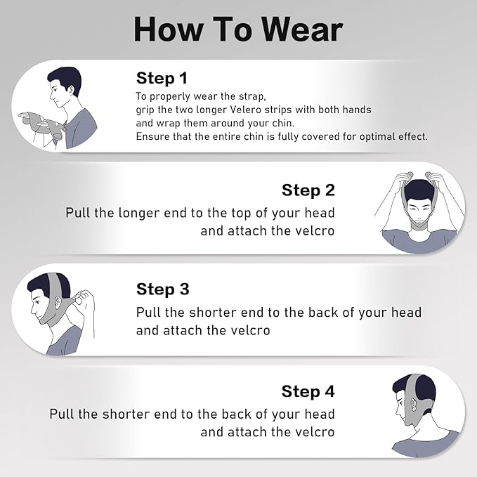 2 Pack Anti Snore Chin Strap for Sleeping, Mouth Jaw Tape Snoring Stopper Sleep Devices CPAP Users Breathing Head Mouthpiece Solution Keep Closed Advancement Reducing Aids Machine Men Women