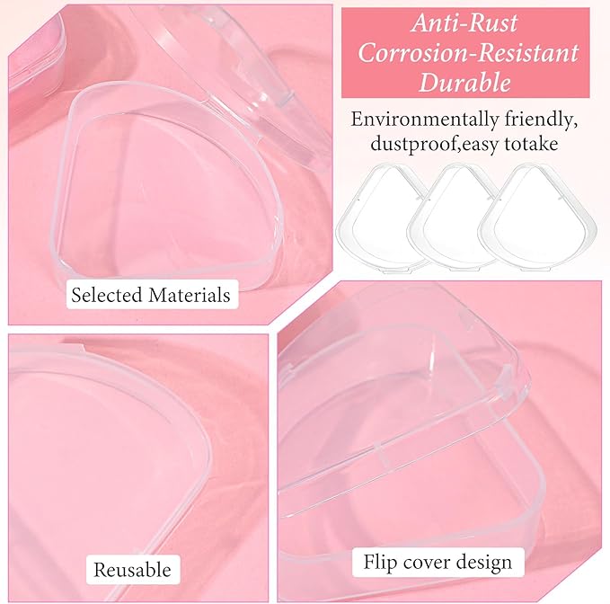 12 PCS Triangle Powder Puff Holder Cases Clear Makeup Sponge Protective Container Portable Cosmetic Puff Box Travel Beauty Blender Holder Clear Reusable Dust Proof Protective