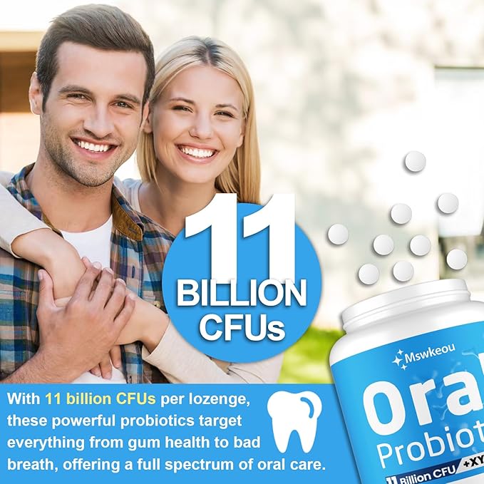 Oral Probiotics for Mouth Bad Breath for Adults 11 Billion CFU, Best Breath Oral Dental Probiotics for Teeth & Gums, Fresh Breath, Halitosis & Gut Health, 10 Packs