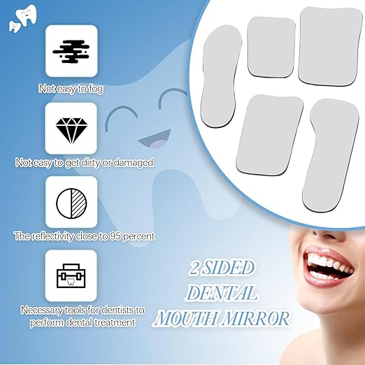 30 Pieces Dental Mouth Mirror Occlusal Reflector Intraoral Photography Mirror 2 Sided Dental Plated Glass Intraoral Photo glass for Clinic Dentist