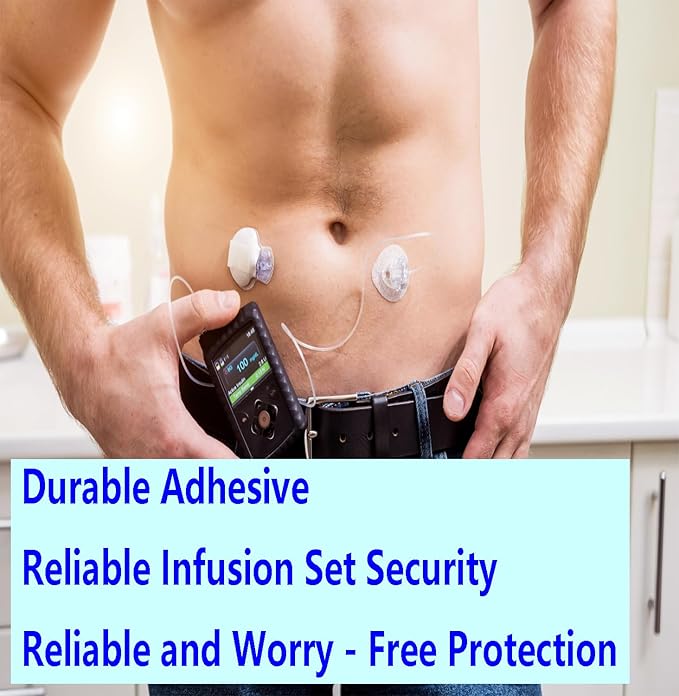 30 Pcs Waterproof Infusion Site CGM Adhesive Patches for Medtronic 780G/770G, Tandem t:Slim X2/ Mobi - Hypoallergenic Sensor Adhesive Tape with 0.8" Hole, 14-Day Wear, Pre-Cut Breathable Clear Patch