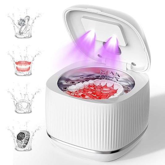 2025 upgraded 3-in-1 version Ultrasonic Retainer Cleaner Machine, degassing technology+ultrasonic+UV, with a 5-fold increase in cleaning efficiency for Dentures, Mouth Guards, Braces, Jewelry