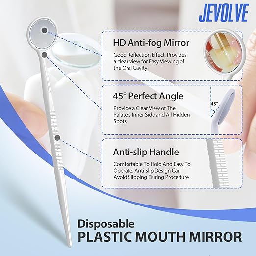 2000 PCs Dental Mouth Mirrors by JEVOLVE | White Oral Dental Mirror for Crafting, Jewelry Making, Painting, Model Building, and DIY Projects – Clear Reflection, Easy Handling, Multi-Purpose