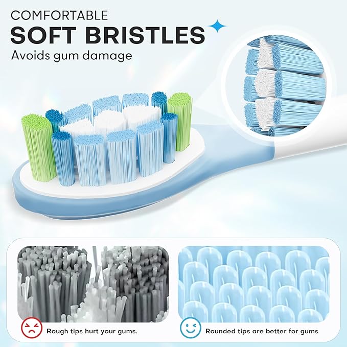 Sonicare Replacement Heads, Electric Toothbrush Replacement Heads Compatible with Philips Sonicare - 12 Pack (6 White+ 6 Black)