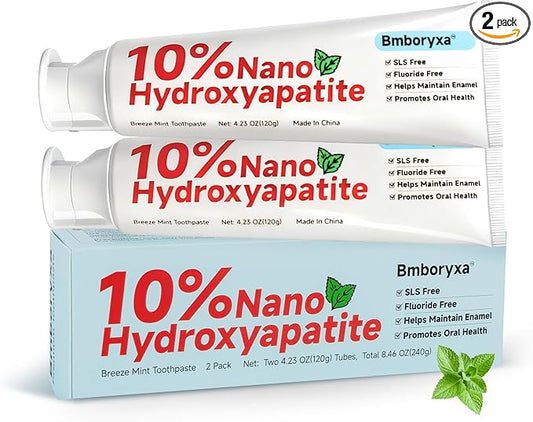 10% Nano Hydroxyapatite Toothpaste, SLS & Fluoride Free Remineralizing Toothpaste for Sensitive Teeth, Whitening, Antiplaque, Fresher Breath, Mineral Toothpast for Adults(4.23oz,Mint)