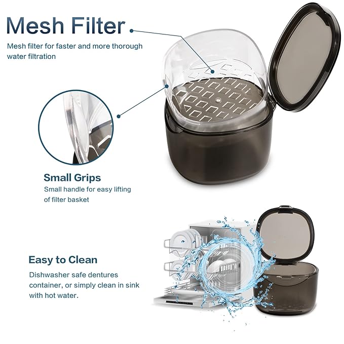 Denture Bath Case, Retainer Cleaning Box,No-Leak Denture Case, Mouth Guard, Night Guard and Retainer (blue)