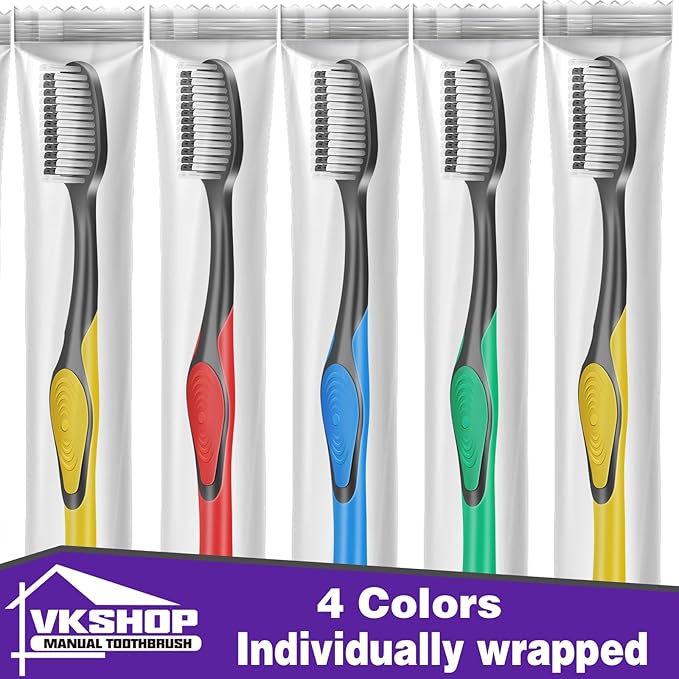 144Pack Extra Soft Bamboo Toothbrushes, Natural Eco Friendly Biodegradable Toothbrush Individually Wrapped, Extra Soft Toothbrushes for Adults(Colour Toothbrush Bulk)