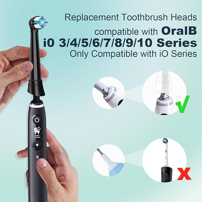 Replacement Toothbrush Heads Compatible with Oral B iO Series 2/3/4/5/6/7/8/9/10 Electric Toothbrush,Round Brush Heads for Gentle Gum Care & Deep Cleaning