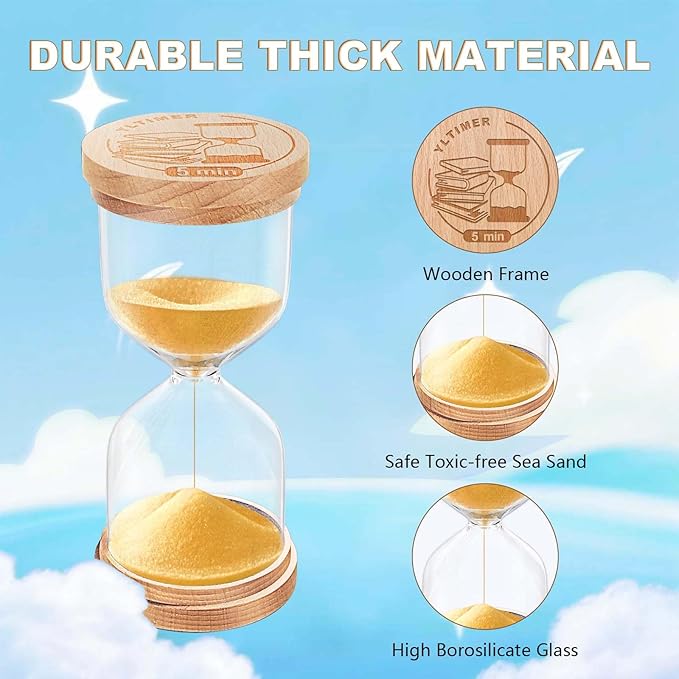 30 Minute Sand Timer Hourglass:Small Wooden Sand Clock,Gold Sand Watch,Hour Glass Sandglass for Classroom,Home,Games (Gold)