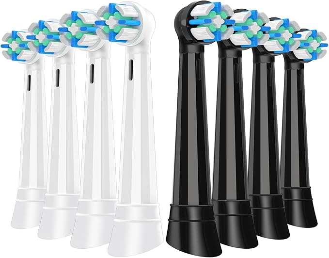 8 PCS IO Replacement Heads Compatible with Oral B IO 2/3/4/5/6/7/8/9/10/Deeep Clean Electric Toothbrush, Toothbrush Brush Heads Compatible with Oral B IO for Teeth Clean (Black/White)