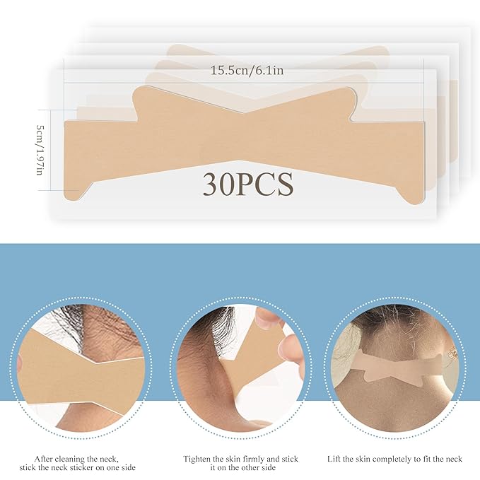 30 Pcs Neck Lifting Tape Invisible Neck Lift Behind Necks Tapes and Bands Tightening Strip for Lifting Sagging Skin & Jaw Lift (Skin, 30 Pcs)
