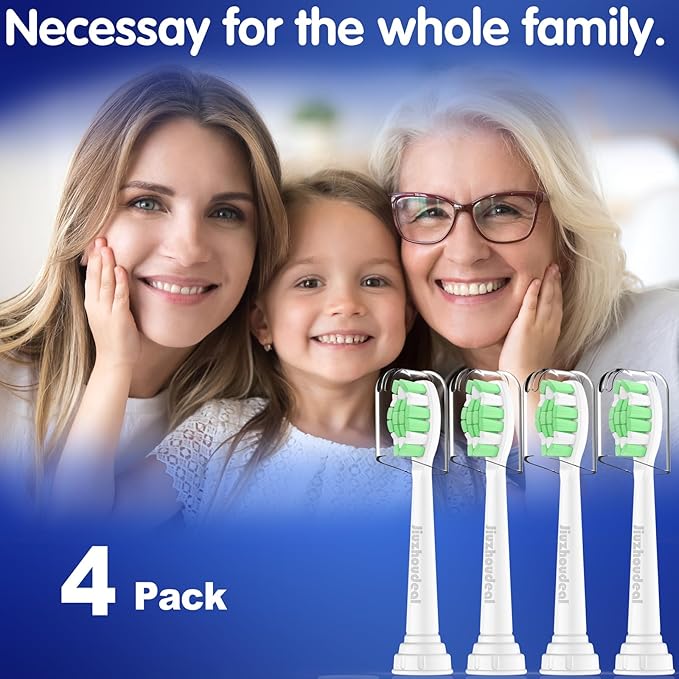 Replacement Heads for Philips Sonicare Toothbrush, Replacement Brush Heads Compatible with Phillips Sonicare Electric Toothbrush, 4-Pack, White