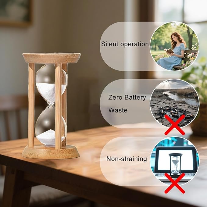 10 Minute Hourglass, Wood Sand Timer, Mini Sand Watch 10 Min,Unbreakable Sandglass, Teachers Classroom Time, Toothbrush Timer, White
