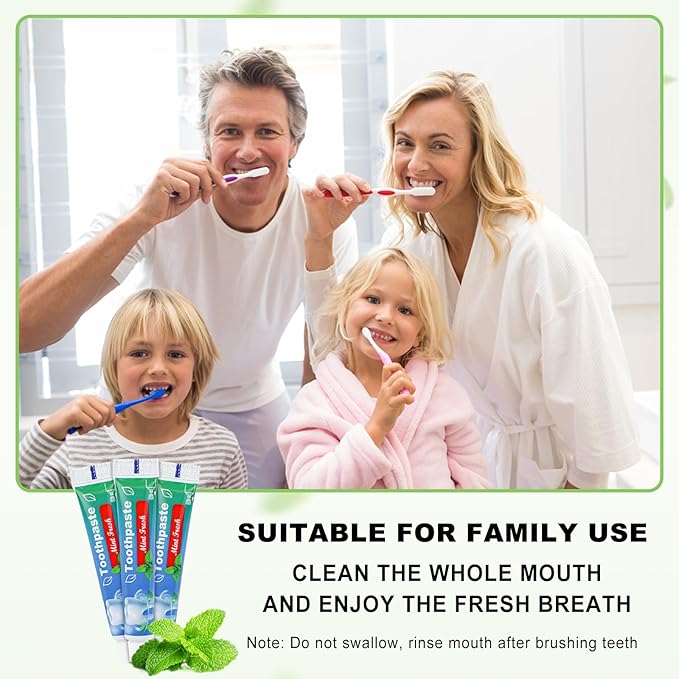 0.35 oz Bulk Travel Size Toothpaste, 50 Tubes, Mint Flavor, Mini Disposable Toothpaste for Hotel, Guests, Homeless, Office