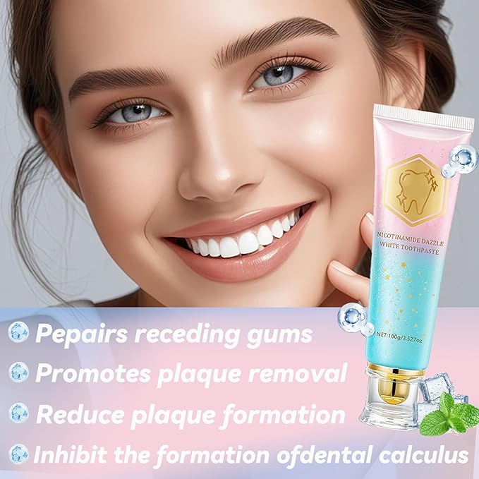 2PCS Niacinamide Whitening Toothpaste, Intensive Stain Removal & Teeth Brightening for Fresh Breath, Deep Cleaning, Enamel Safe & Gum Care (2 Pack)