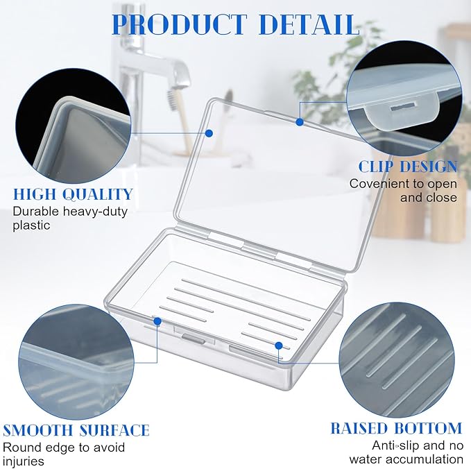 36 Pcs Travel Soap Container Portable Plastic Soap Boxes Bulk with Lid Homeless Donations Bulk Gym Shower Tour Groups Hotel Outdoor Camping (Clear)