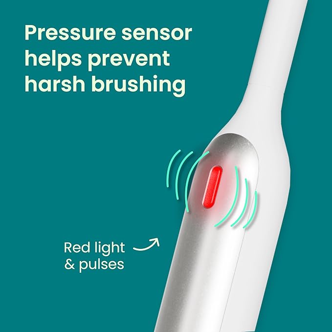 Quip Rev 360 Oscillating Rechargeable Electric Toothbrush with Replaceable Brush Head - Soft Bristles, Pressure Sensor, 3 Intensities, 30-Day Battery Life, Travel Case - Silver Cloud