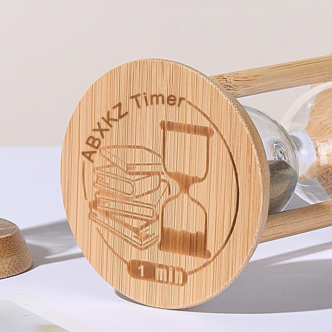 1 Minute Sand Timer,Mini Hourglass 1 Min,Small Wooden Frame Sandglass,Brown Sand Watch for Classroom,Baking,Game,Desk Decor