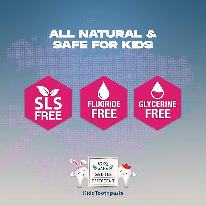 Bentodent Kids Fluoride Free Toothpaste - Natural Calcium Bentonite Clay, SLS Free, Fresh Breath, Gentle Whitening, Vegan, Travel, 3.52oz (Bubble Gum)