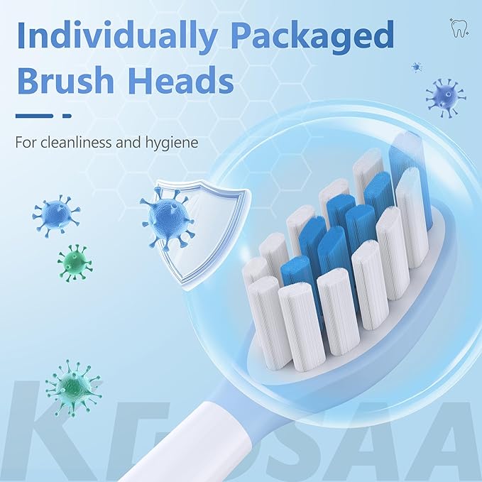 Replacement Toothbrush Heads for Philips Sonicare Electric Toothbrush, 2-in-1 Tongue Cleaner, 8 Pack, Ice Blue,Suitable for Philips Sonicare Heads, C2, C1, C3, W1, W2, W3, G1, G2, G3