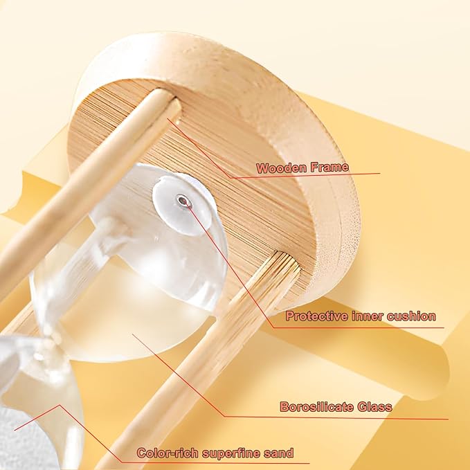 3 Minute Sand Timer, Wooden Hourglass, White Sandglass, Mini Sand Clock 3 Min,Mini Sand Watch for Toothbrush Time, Egg Timer, Game, Desk Decor & Gift