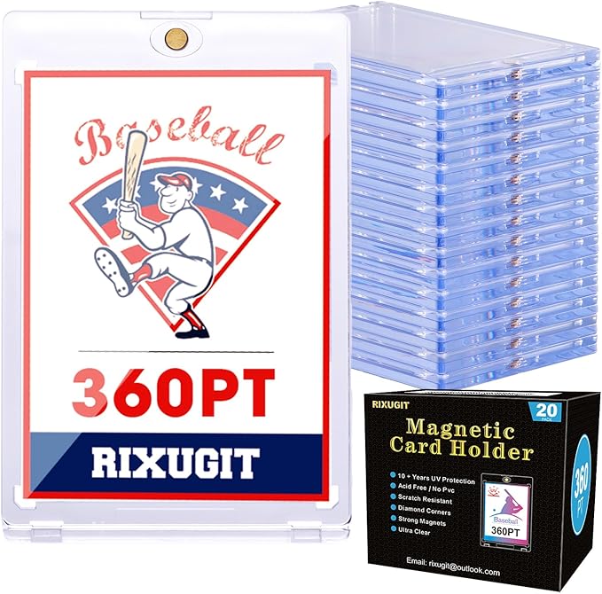 20-Pack Magnetic Card Holder - 360PT One Touch Card Case for Baseball, Football, Basketball, Hockey, Sports Card, Gaming Sports Cards, Perfect for Securely Storing Thick Trading Card Collections