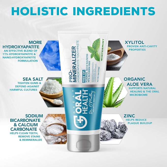 Nano hydroxyapatite Fluoride-Free, Pro Mineralizer Toothpaste: Dentist Formulated Remineralizing Anti Cavity Xylitol Toothpaste, Enamel Support Sensitive Teeth – Wintermint