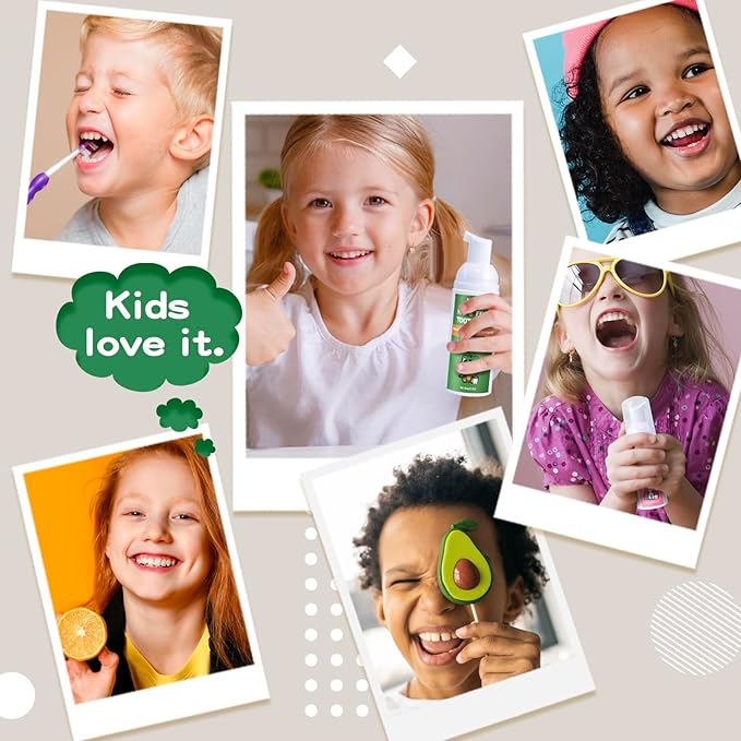 NOHOO Fluoride Free Foam Toothpaste Kids Fruit Flavour,Natural Training Toothpaste for Baby Toddler Children Oral Cleaning and Cavity Protection(Strawberry + Watermelon)