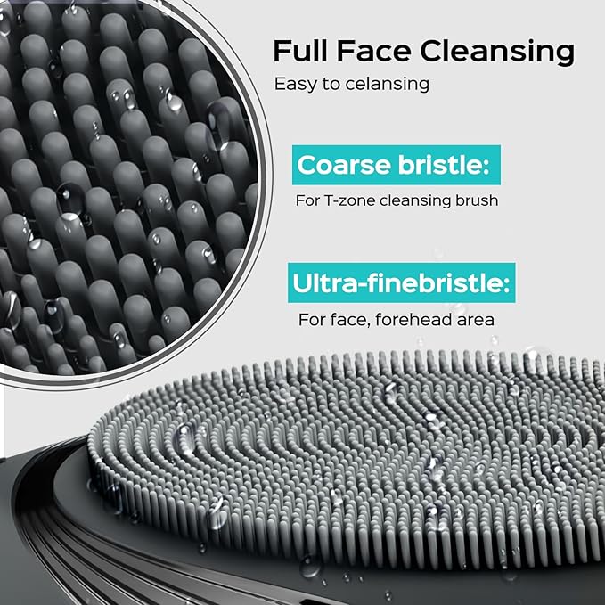 COSLUS Facial Cleansing Brush Face Scrubber : Portable Silicone Waterproof Rechargeable Face Wash Brush, 5 Cleansing Modes, Electric Deep Cleaning for Men & Women, Removing Blackhead, Exfoliating