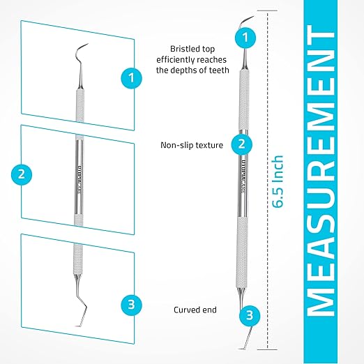 Utopia Care Dental Tools Professional Plaque Remover Teeth Cleaning Tool, Dental Pick Stainless Steel, 6.5 Inch Double Sided Tartar Scraper Hard Plaque Remover Metal Tooth Picks Dentist, Oral Care
