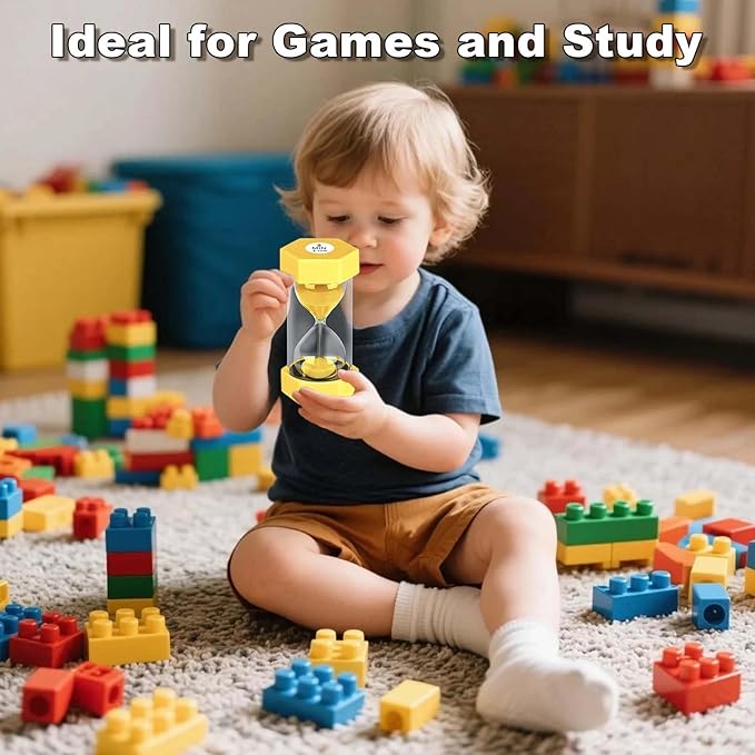 20 Minute Hourglass Sand Timer, Plastic Hexagon Hourglass Sand Clock 20 Min, Reloj De Arena 20 Minutos,Unbreakable Green Hour Glass Sandglass for Classroom Games Kitchen (Yellow)