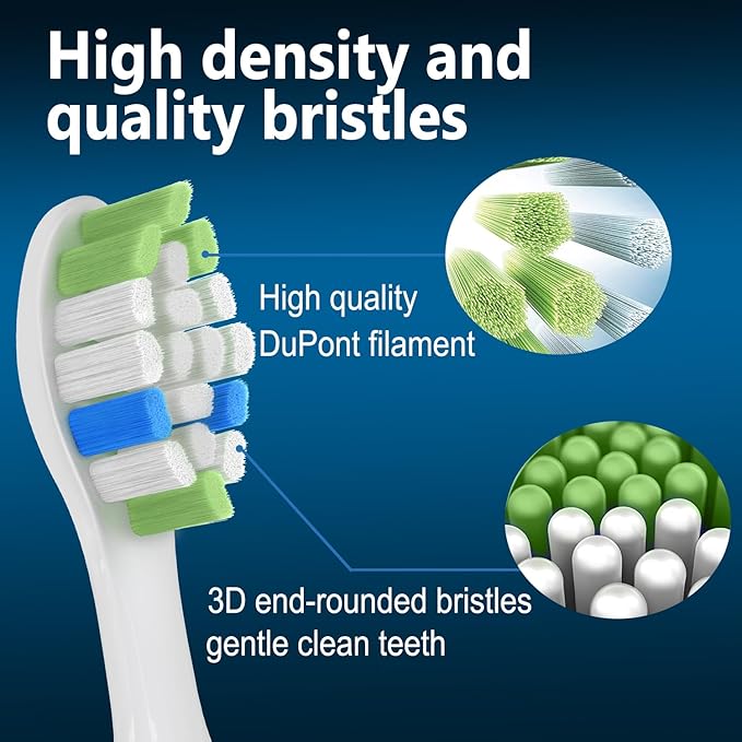 Replacement Toothbrush Heads Compatible with Philips Sonicare ProtectiveClean 4100 5100 5300 6100 Electric Toothbrushes, W Replacement Head for Sonicare, White, 8 Count