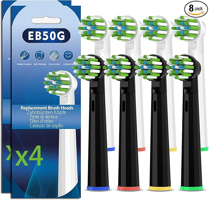 Replacement Toothbrush Heads Compatible with Oral b Braun Smart 1500/7500,Pro 1000/1500,Genius x/6000/Cross/Floss/Sensitive, 8PCS Electric Brush Heads Refill for Braun Oral B