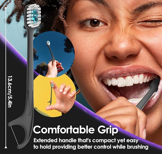 Pinkart 5 in 1 Disposable Toothbrushes with Toothpaste – Individually Wrapped Mini Travel Toothbrushes with Prepasted Toothpaste, Mouthwash Beads, Floss & Tongue Scraper | to-Go Oral Care (96 Count)