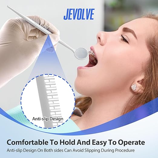 100 PCs Dental Mouth Mirrors by JEVOLVE | White Oral Dental Mirror for Crafting, Jewelry Making, Painting, Model Building, and DIY Projects – Clear Reflection, Easy Handling, Multi-Purpose