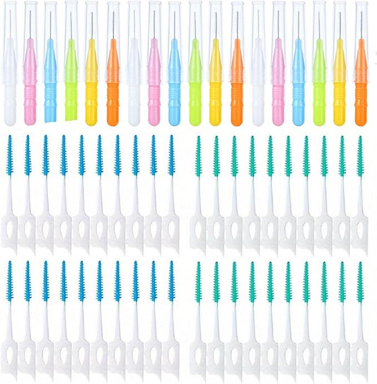 360PCS Interdental Brushes,Disposable Soft Silicone Brace Brush,Bendable Dental Picks Braces flossing Teeth Cleaning Tools