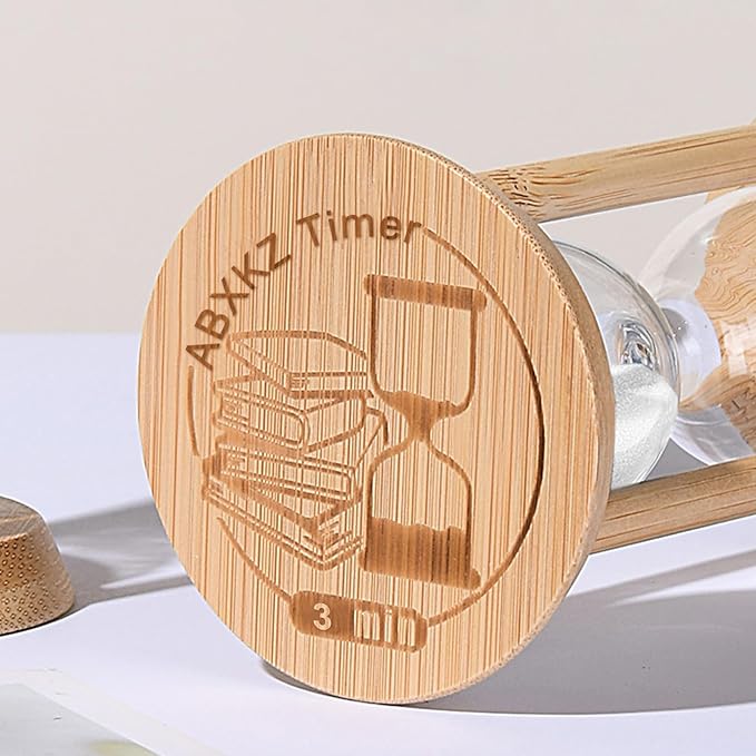 3 Minute Sand Timer, Wooden Hourglass, White Sandglass, Mini Sand Clock 3 Min,Mini Sand Watch for Toothbrush Time, Egg Timer, Game, Desk Decor & Gift