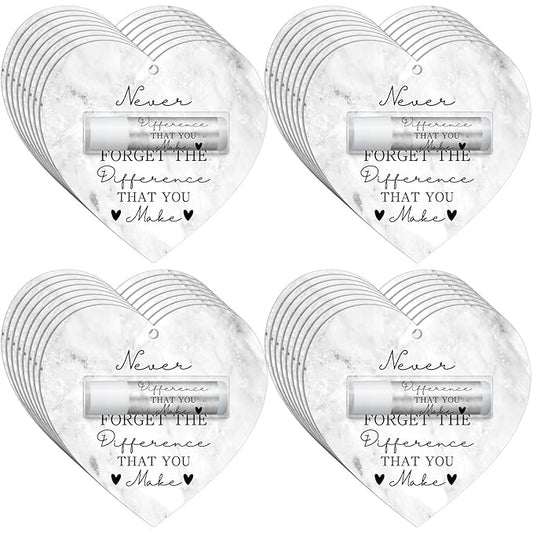 30 Pack Christmas Employee Appreciation Gift Lip Balms Bulk Staff Teacher Team Volunteer Thank You Gift Thanksgiving Christmas Appreciation Party Favor for Women Men(Heart,Fog White)