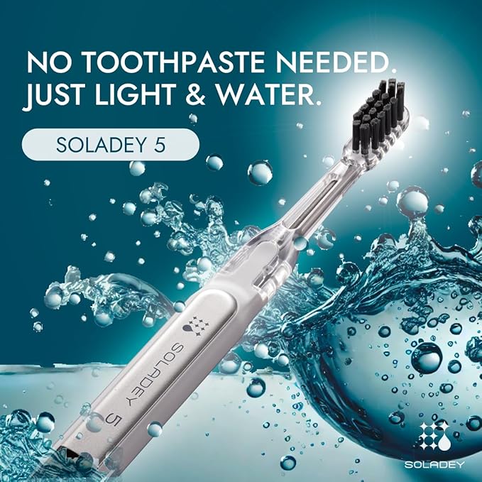 Soladey5 Ionic Toothbrush, White, Large Solar Panels and TiO2 Semiconductor, You can Brush Without Toothpaste