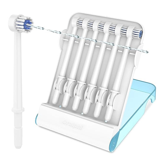 Replacement Tips for Waterpik Water Flosser (6 Brush Head Tips & Storage Case Bundle)