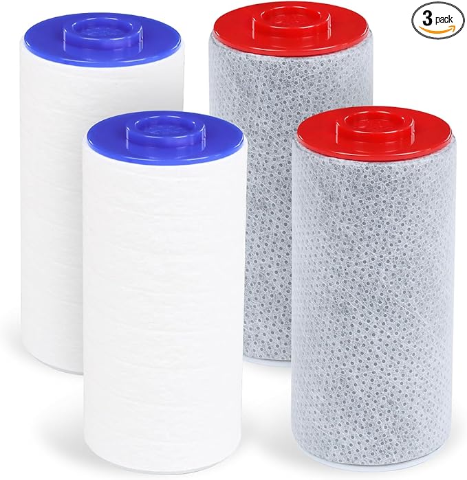 Replacement Filter Set for Weddell Duo - High-efficiency Shower Water Filtration System that Removes Chlorine/PFAS/Contaminants for Better Skin and Hair Health (2R+2B)