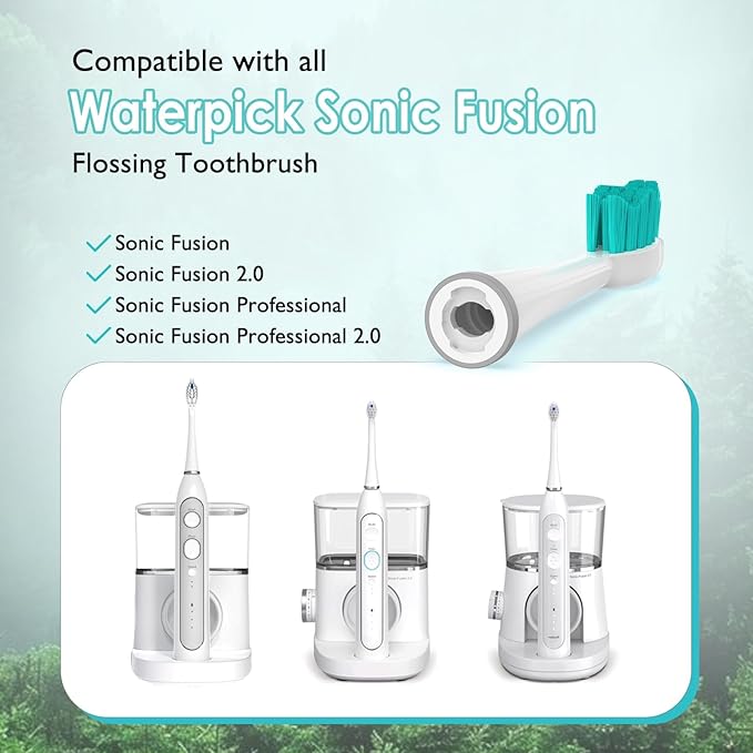 Replacement Heads for Waterpick Sonic Fusion 2.0, Extra-Large Size Flossing Toothbrush Head fit for Water pik SF-01 SF-02 SF-03 SF-04 (White, 3 Count)