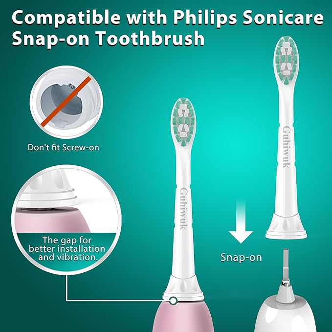 Toothbrush Heads for Philips Sonicare Replacement Heads, C2 Brush Head Compatible with Phillips Sonicare Click-on 4100 5100 6100 Electric Toothbrush, 10 Pack