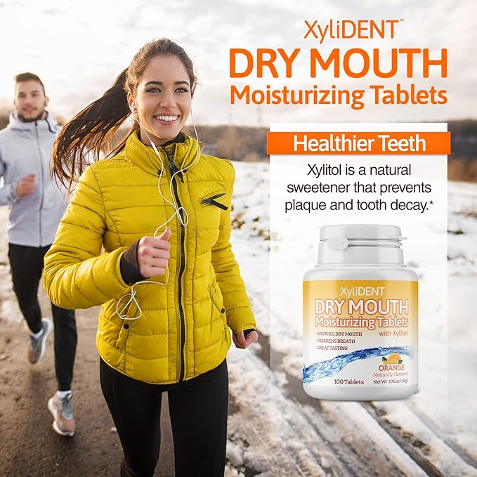 Nature's Stance XyliDENT Xylitol Tablets for Dry Mouth Relief - Stimulates Saliva, Freshens Breath, Reduces Acid Production, Fast Acting Relief, 100 Count (Orange)