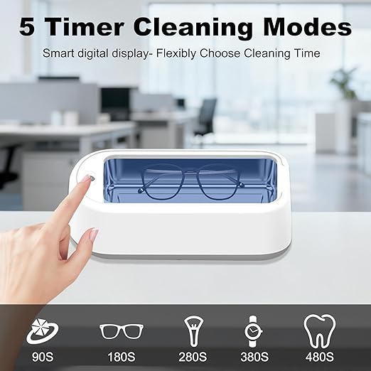 Professional Ultrasonic Jewelry Cleaner - Jewelry Cleaner Deep Cleaning Machine and Denture Cleaner, Halloween Gifts for Women, Eyeglasses, Necklaces, Retainers, Dentures, Watch Strap, Rings, Coins