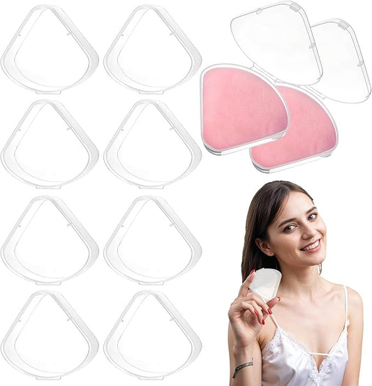 12 PCS Triangle Powder Puff Holder Cases Clear Makeup Sponge Protective Container Portable Cosmetic Puff Box Travel Beauty Blender Holder Clear Reusable Dust Proof Protective