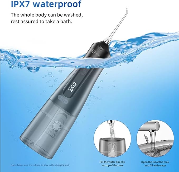 Professional Water Dental Flosser for Teeth & Braces - 9 Modes Cordless Oral Irrigator, 350ML Large Reservoir, 360° Nozzle, IPX7 Waterproof, Rechargeable, Dental Floss Tool (M131 - Black)