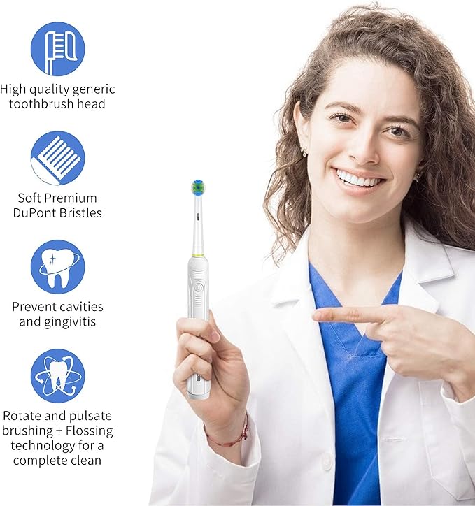 Replacement Brush Heads Compatible with Oral B Braun Electric Toothbrush - Floss Toothbrush Head Fits for Oral B Pro 1000 Genius Smart Series (12 Pack)